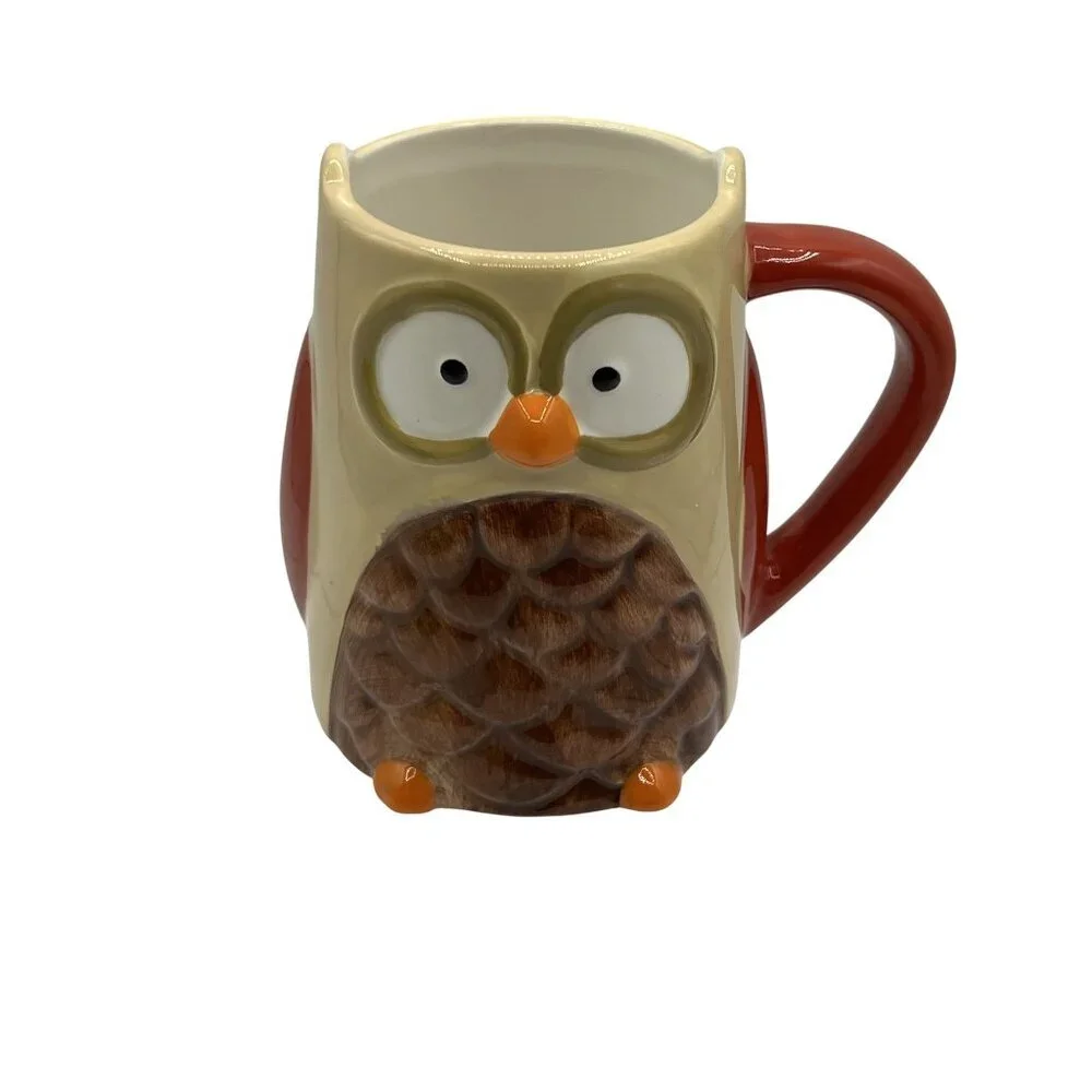 Owl Ceramic Coffee Mug 3D Large Collectable Funny Cocoa Tea Cup By Tag Artsy